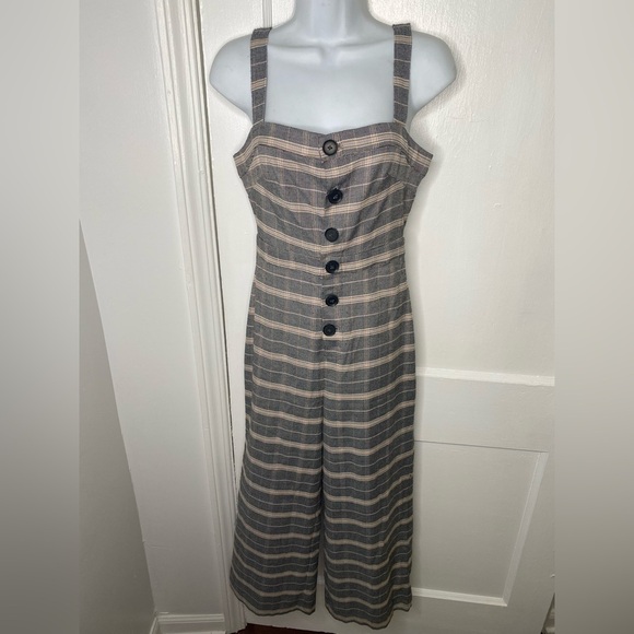 Cupcakes & Cashmere Black Plaid Willa Cropped Jumpsuit w Working Buttons. - Picture 3 of 11